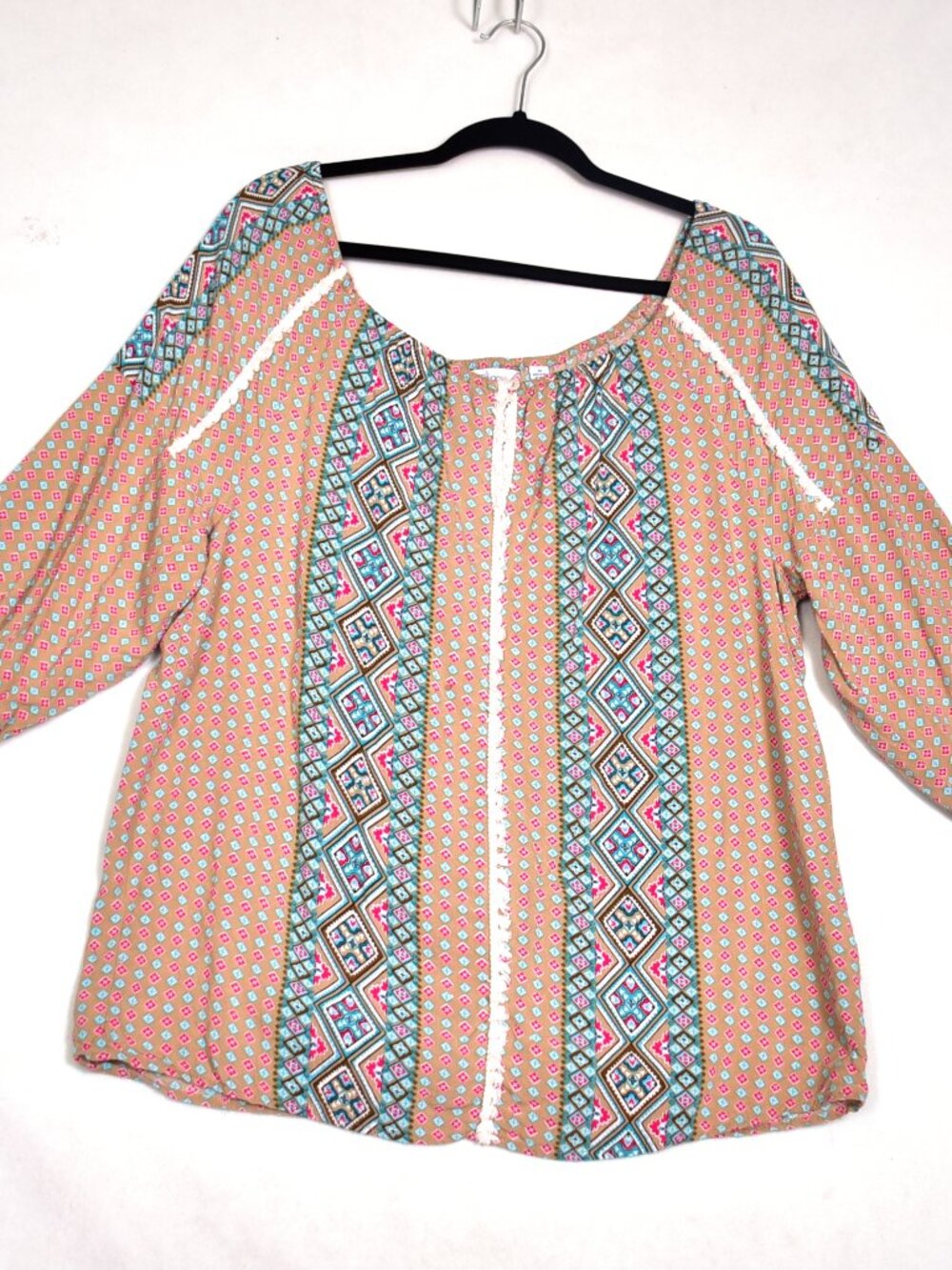Great Northwest Indigo Women's Boho Peasant Shirt Blouse Size Medium